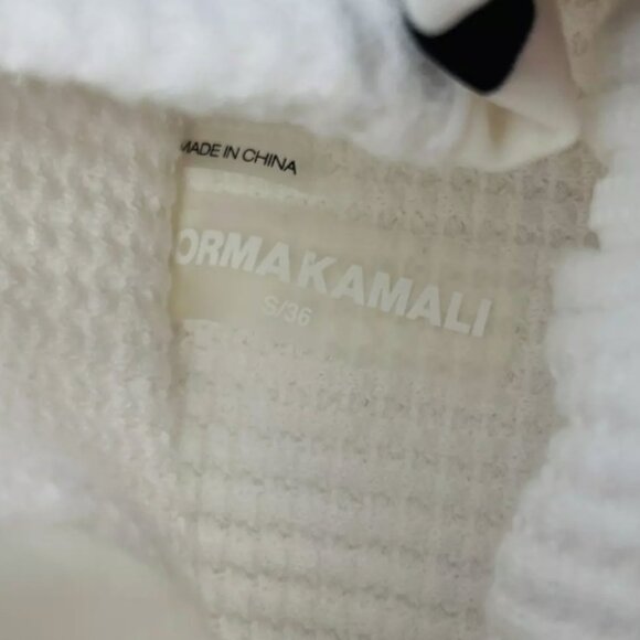 Norma Kamali White Waffle Knit Side Stripe Track Jacket Small Zip Up S/36 - Picture 13 of 14